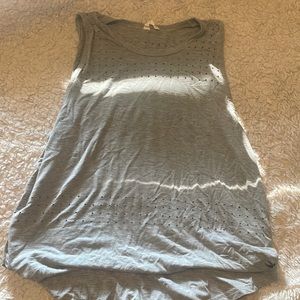 Glyder light grey flowy tank-top with cutouts